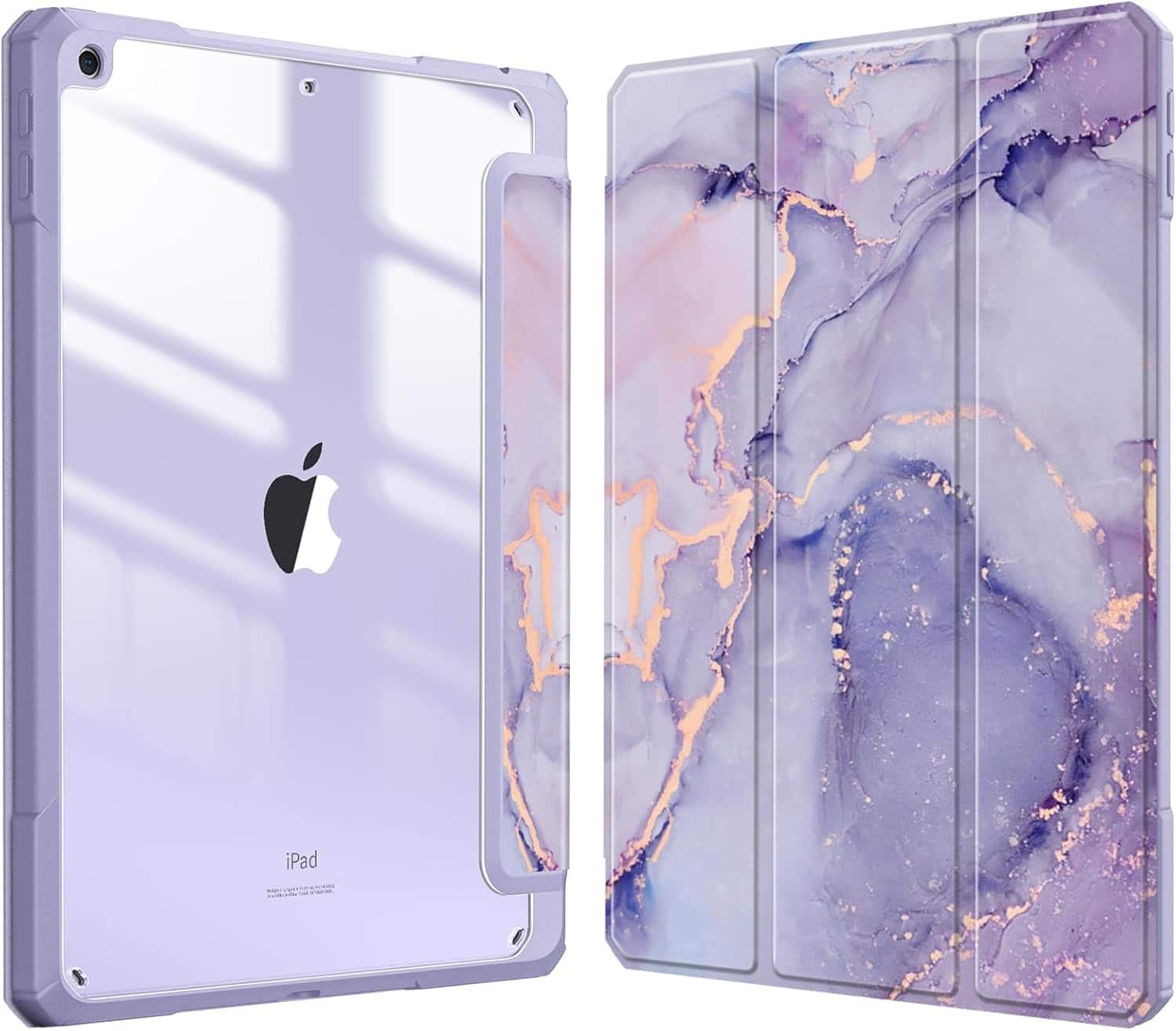 Fintie - Hybrid Slim Clear Case for iPad 9th / 8th / 7th Generation 10.2 Inch | Shockproof Cover Transparent Back Shell Cover - Purple Marble price history on PriceWatchPro