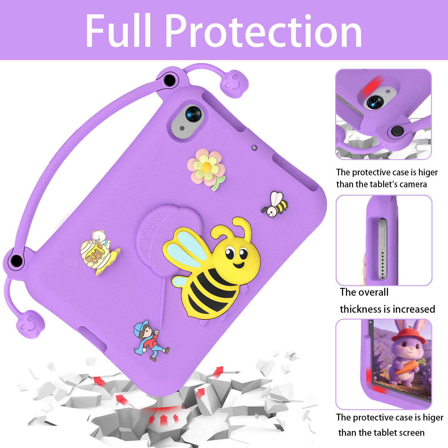 Full Protection

The protective case is higher than the tablet's camera

The overall thickness is increased

The protective case is higher than the tablet screen