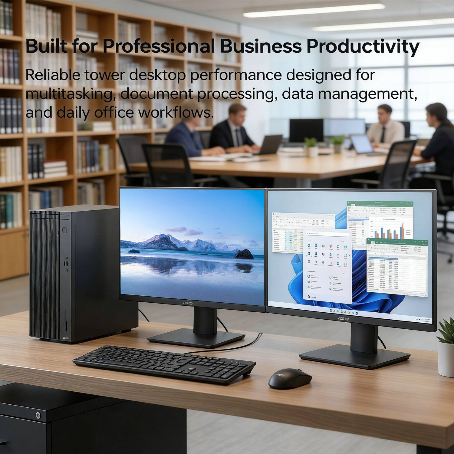Built for Professional Business Productivity

Reliable tower desktop performance designed for multitasking, document processing, data management, and daily office workflows.