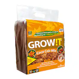 GROW!T - JSCCM25 Coco Coir Mix Block for Hydroponics, Indoor, and Outdoor Plants - Brown