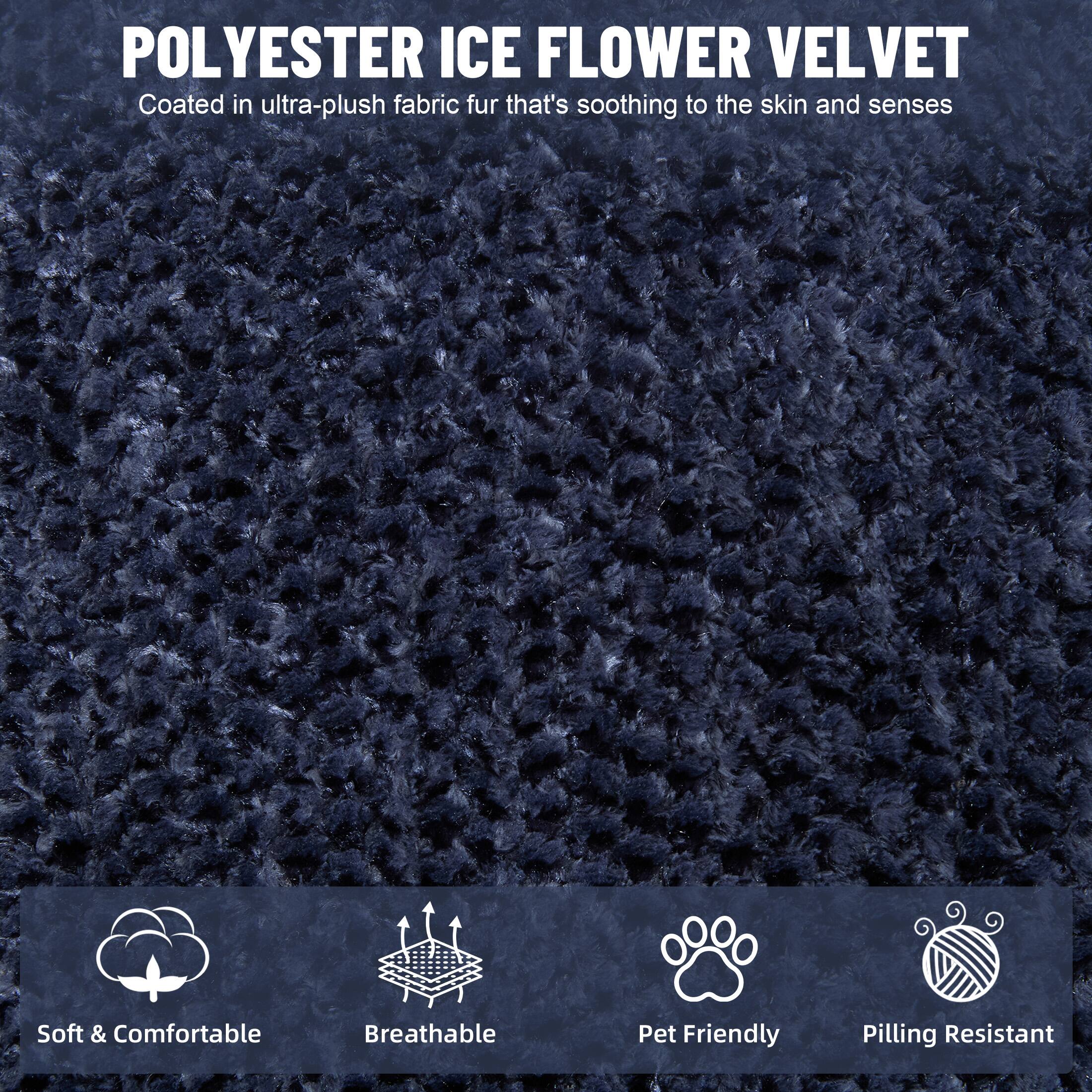 POLYESTER ICE FLOWER VELVET  
Coated in ultra-plush fabric fur that's soothing to the skin and senses  

Soft & Comfortable  
Breathable  
Pet Friendly  
Pilling Resistant