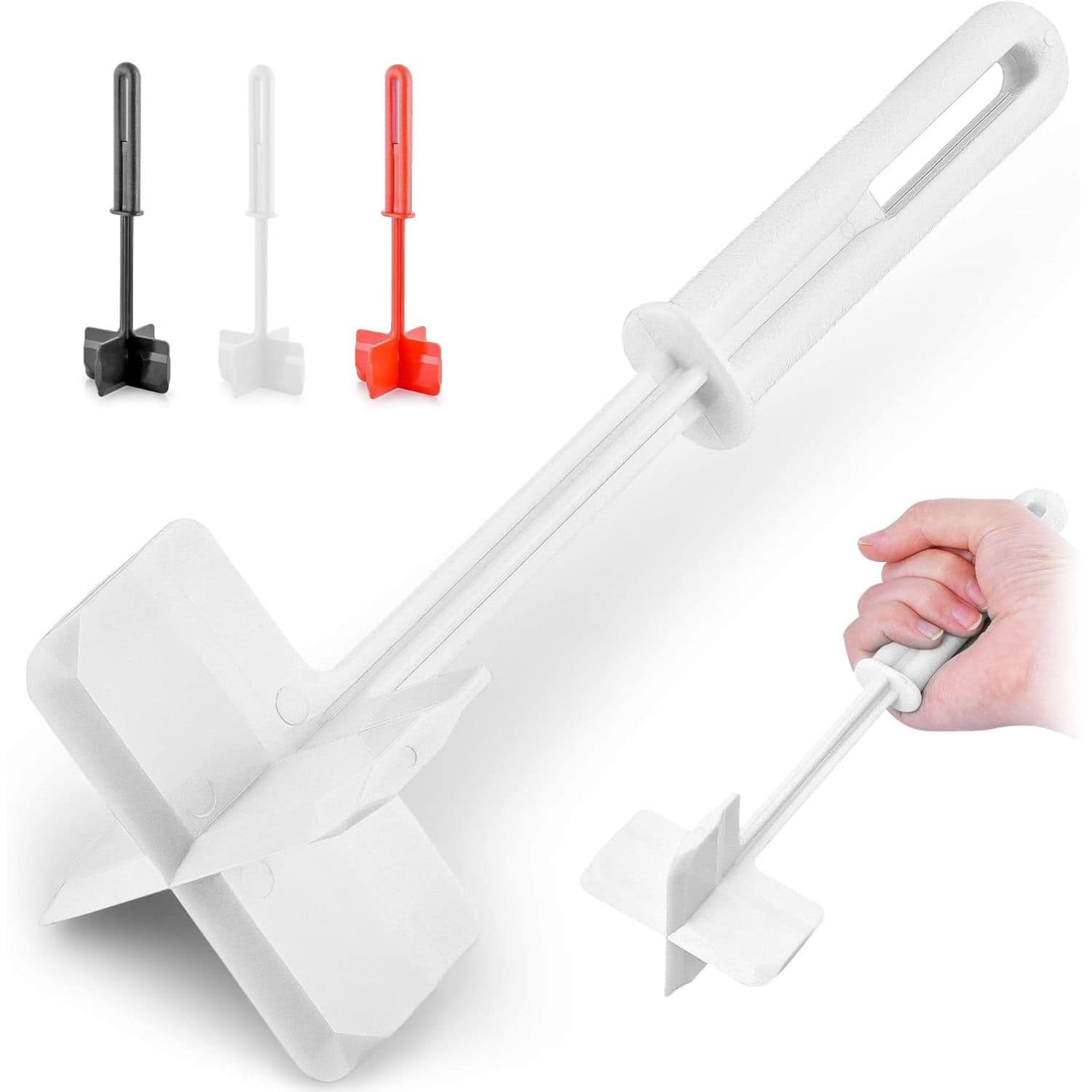 Front. Zulay Kitchen - Premium Meat Masher, Ground Beef Masher, & Hamburger Chopper Utensil - White.