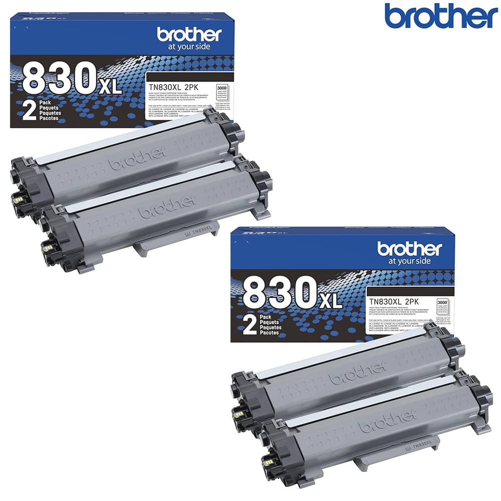Brother - TN830XL2PK High-Yield Toner Twin Pack (2-Pack x2) (3,000 Pages/Cartridge) - Black