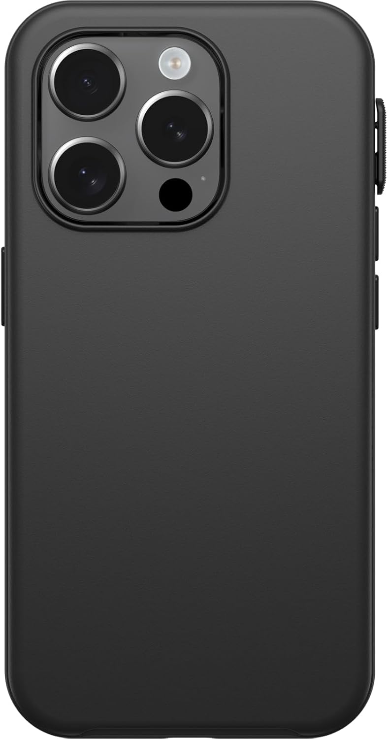 Left. OtterBox - OtterBox iPhone 15 Pro Symmetry Series with Enhanced Action Button - Black.