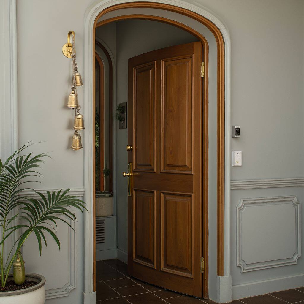 Alt View 5. Manhattan Lane - Zema Rustic Iron Hanging Bells Wall Decor, Cylindrical Cowbell on 28 Inch Jute Rope - Gold.