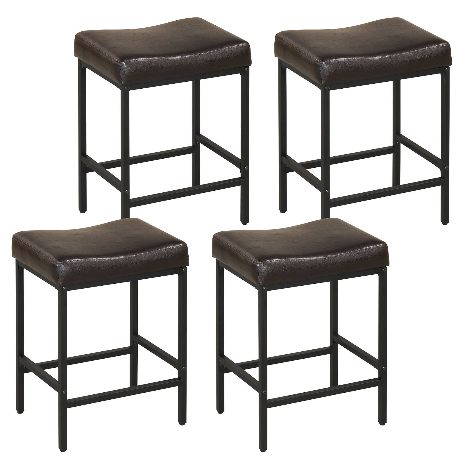 Front. Gymax - Gymax 2 Pcs Bar Stools Set of 2 25 Inch Counter Height Bar Chairs for Kitchen Island - Brown.