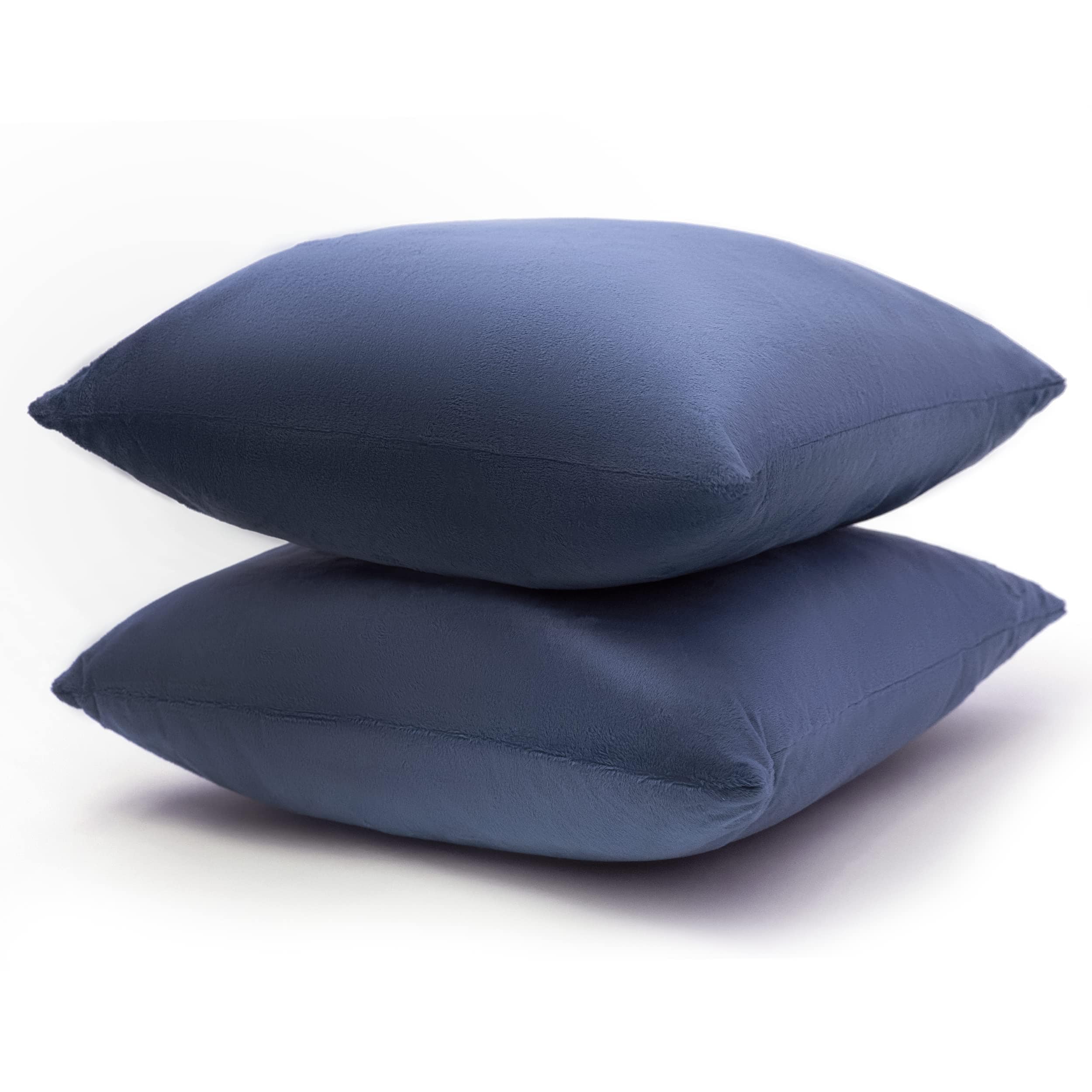 Cheer Collection - Velour Accent Throw Pillow, 26 in x 26 in, Set of 2 - Navy Blue