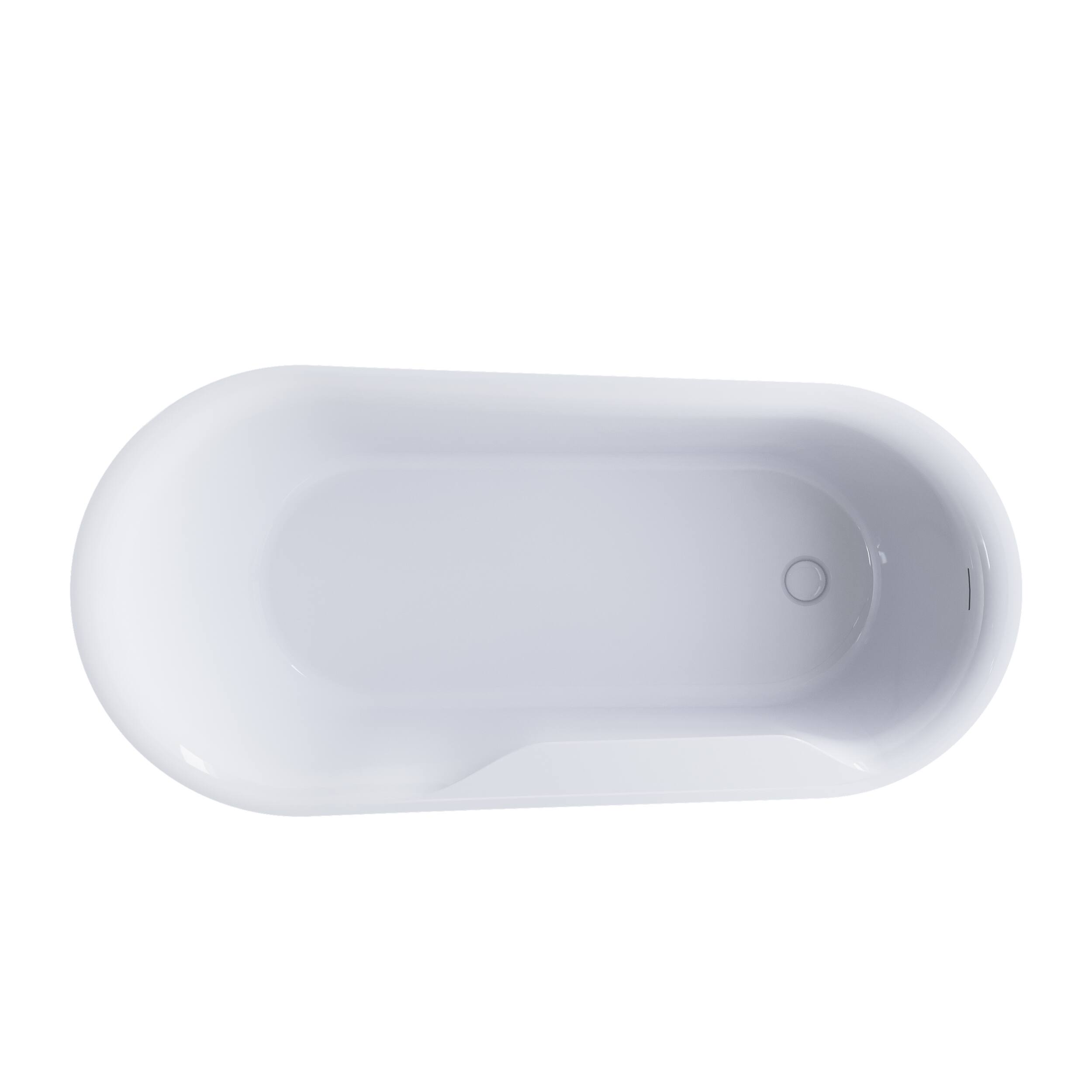 Alt View 9. WELLFOR - Silva 66 in. Acrylic Flat Bottom Double Ended Freestanding Soaking  Bathtub with Drain and Overflow - White.