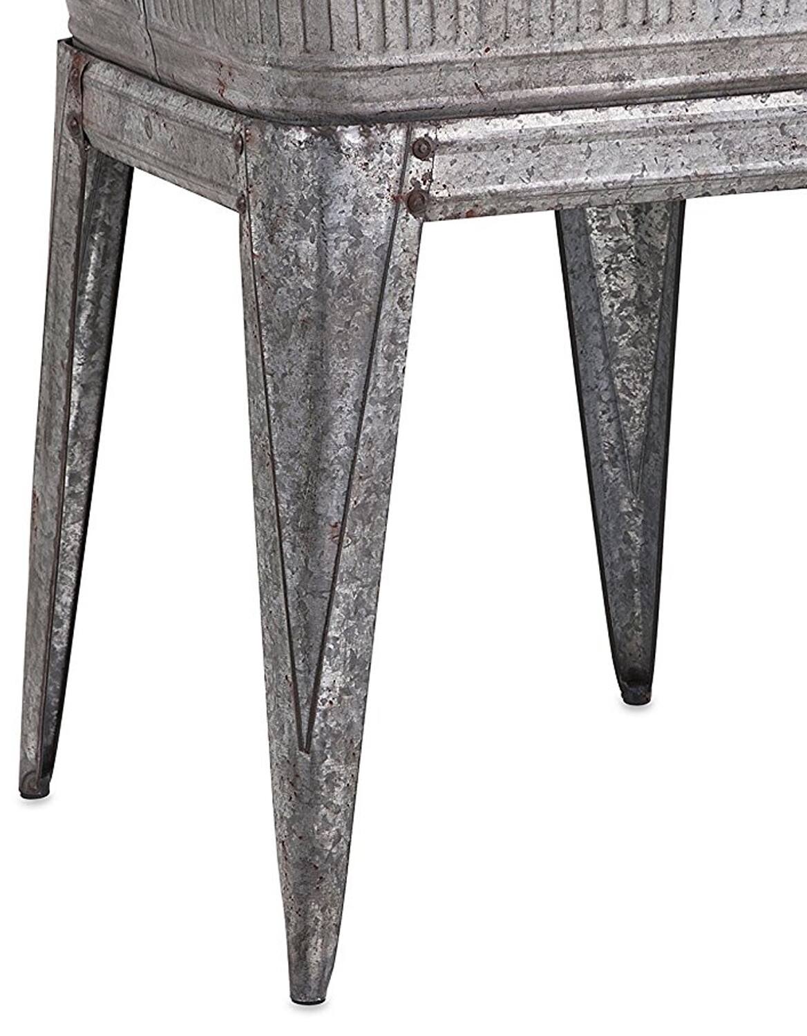 Alt View 2. Manhattan Lane - Multi Functional Galvanized Metal Tub on Stand - Gray.