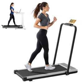 Loheer - Compact Armless Treadmill Quiet Under Desk Walking Pad 3 in 1 Portable Walking Treadmill 200 Lbs Capacity - Black