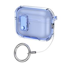 Dteck - Hard Earphone Case for AirPods Pro 3rd Gen (2025),Shockproof Earbuds Case,Slim Safety Lock Cover with Metal Ring Buckle - Blue