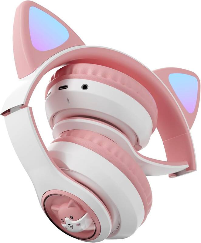 Alt View 2. RISOKEYS - Cat Ear Bluetooth Headphones for Kids & Adults, Wireless Foldable,and Volume Control for iPhone/iPad - Pink.
