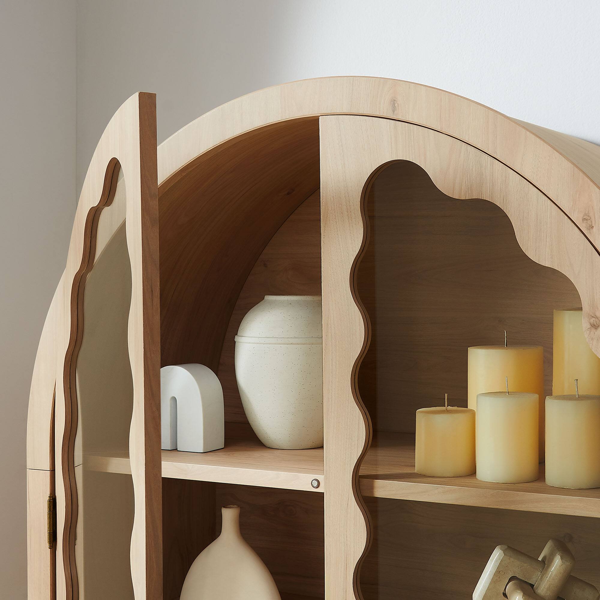 Alt View 2. Modway - Rory 76 Inch Arched Kitchen Pantry Cabinet by Modway - Light Oak.