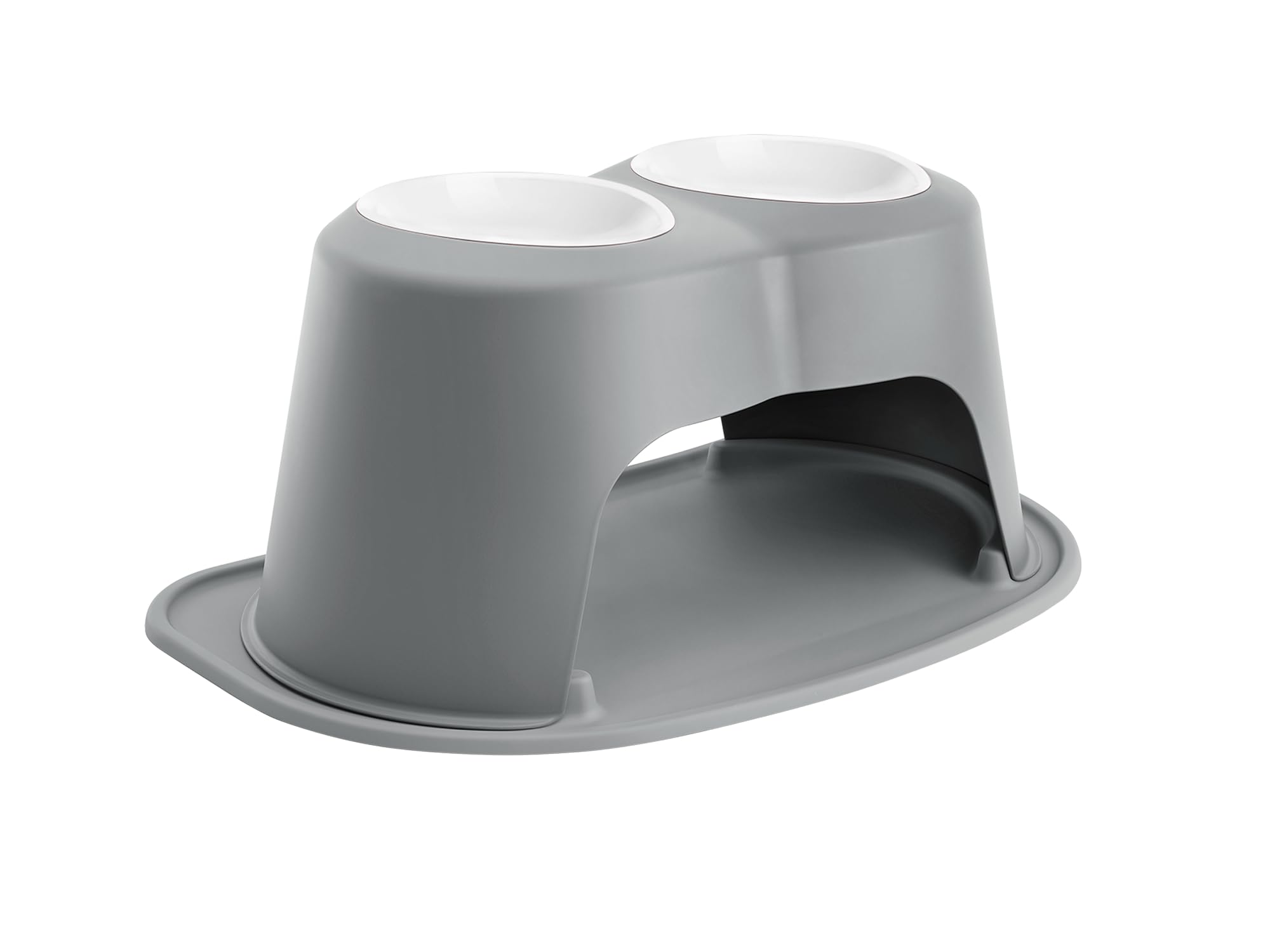 Front. WeatherTech - Double High Pet Feeding System | Elevated Pet Bowls - 10" High Dark Grey - 64oz (8 cup) BPA-Free Plastic Bowls - Dark Grey.