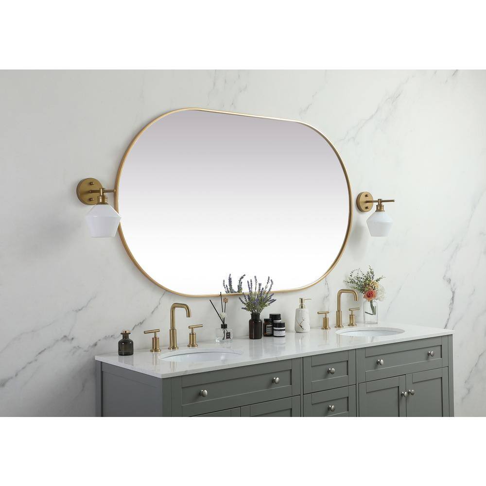Alt View 6. Elegant Decor - Metal Frame Oval Mirror 36x60 Inch in Brass - Brass.