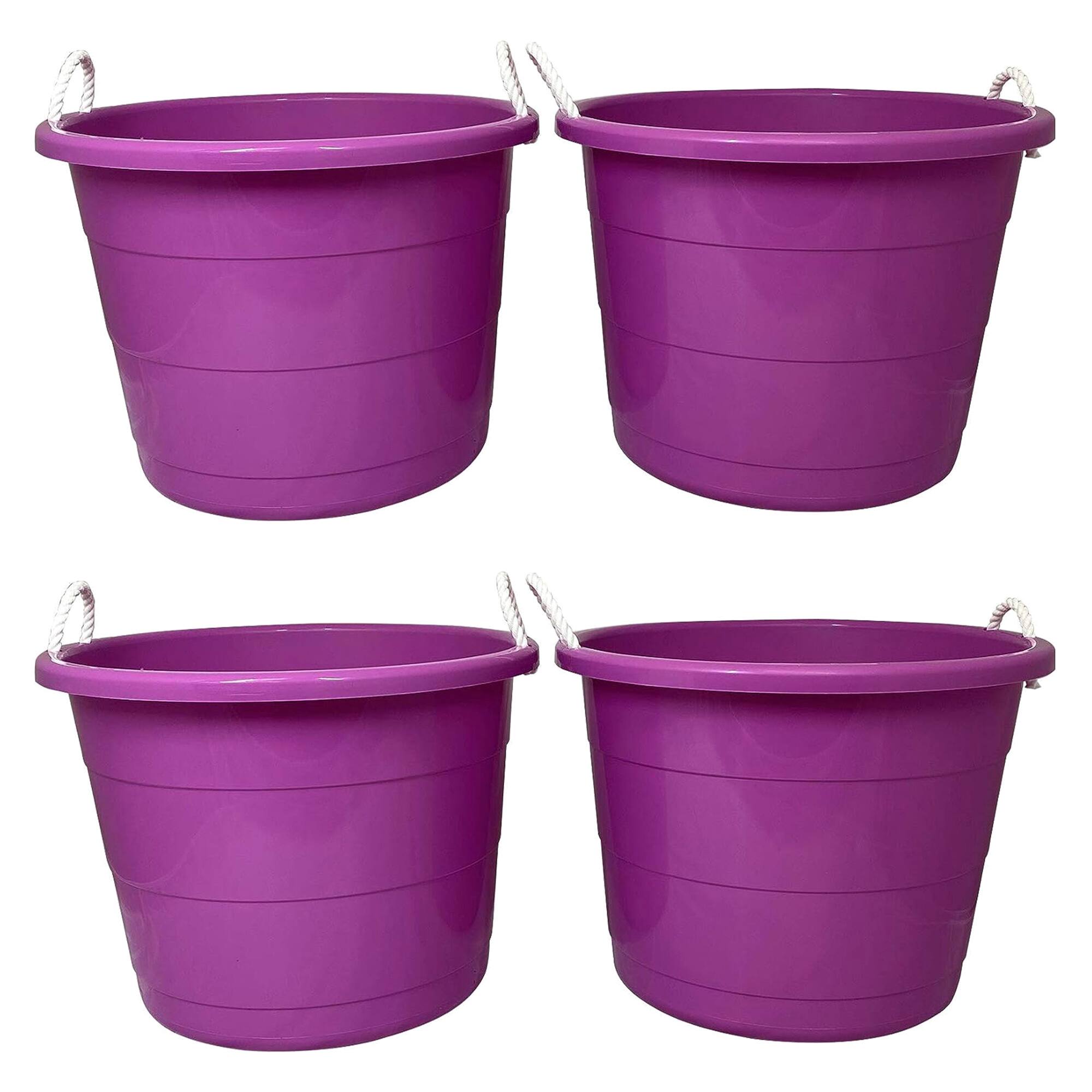 Alt View 7. Homz - Homz 17 Gallon Indoor Outdoor Storage Bucket w/ Rope Handles, Orchid (4 Pack) - Orchid Purple.