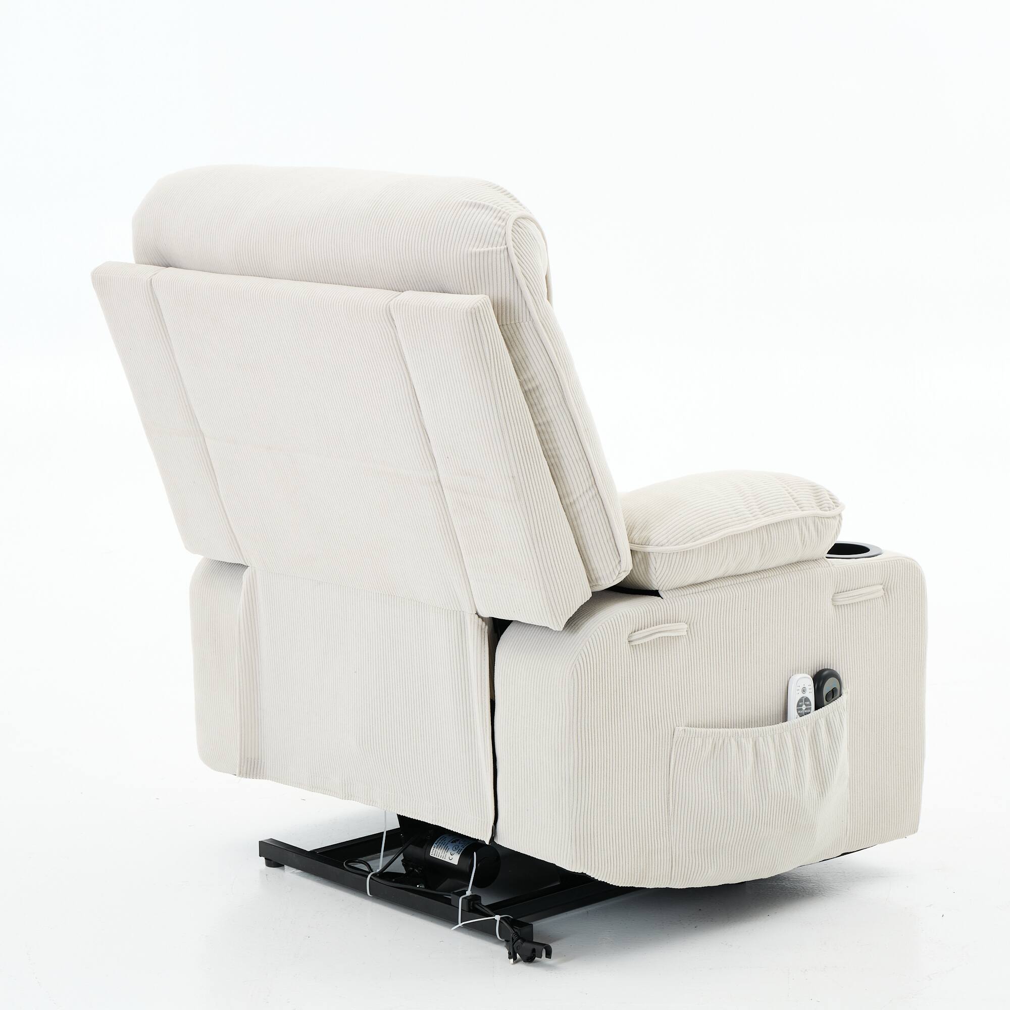 Alt View 5. GOODSILO - Remote-Controlled Power Lift Recliner Chair with Heating and Massage for Elderly and Seniors - Ivory.