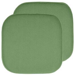 Sweet Home Collection - Honeycomb Memory Foam No Slip Back 16" x 16" Chair Pad Cushion, 2-Pack - Green