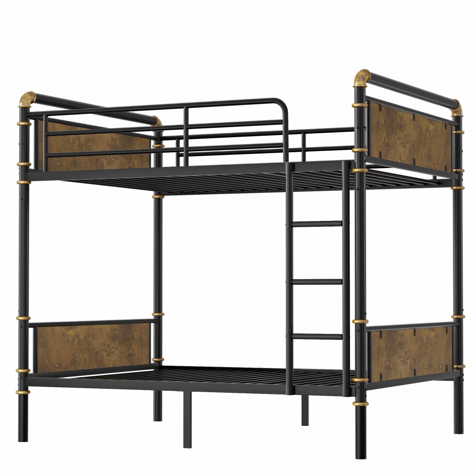 Alt View 7. Ecooso - Twin XL over Twin XL Metal Bunk Bed, Industrial Detachable Bunkbeds with Safety Guard Rails for Teens - Black.