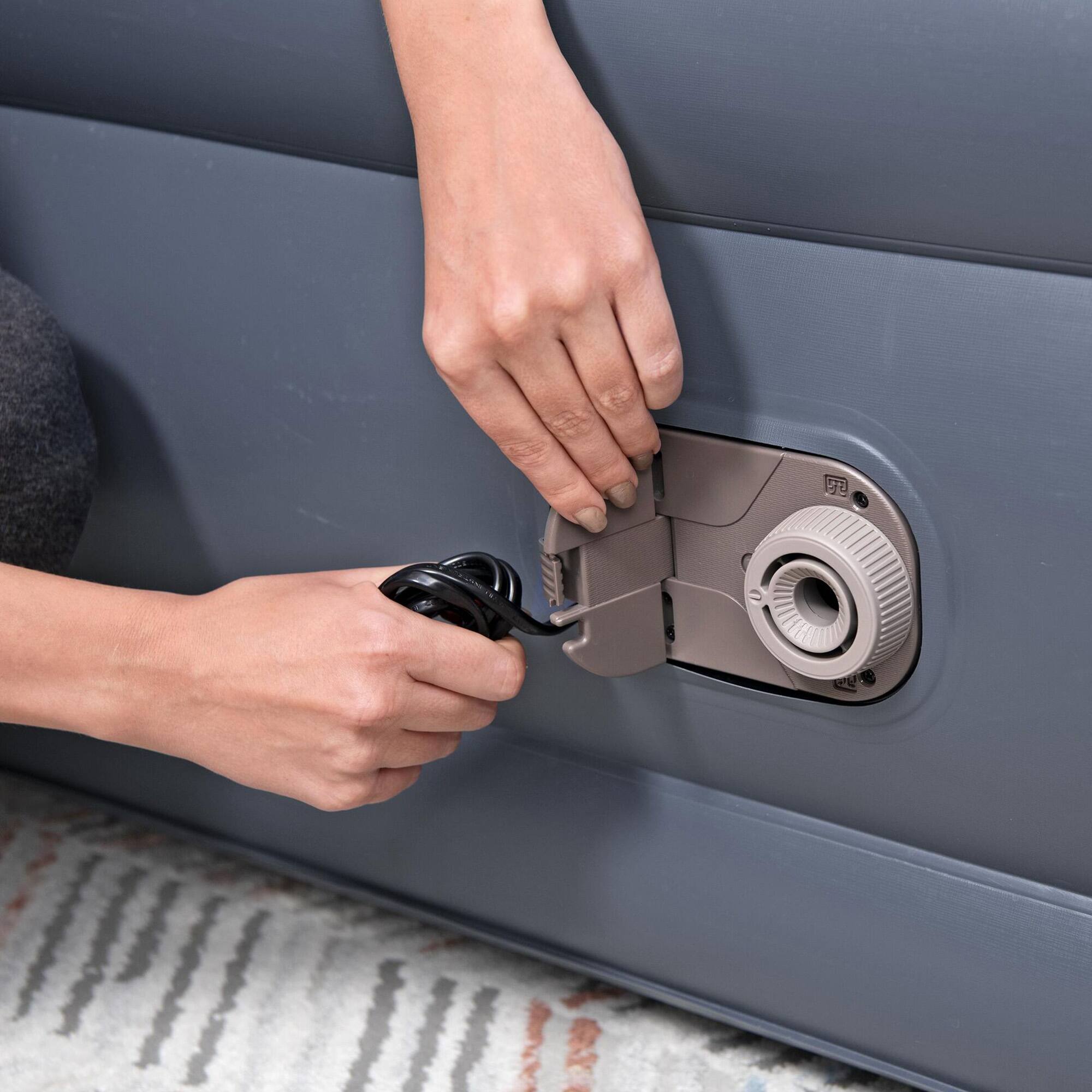 Alt View 3. Bestway - Bestway Tritech LoungeLux Headboard 33" Queen Air Mattress with Built-in AC Pump - Gray.