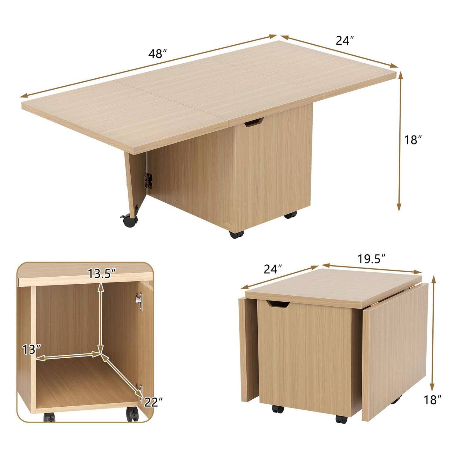 48" x 24" x 18"  
13.5" x 13" x 22"  
24" x 19.5" x 18"