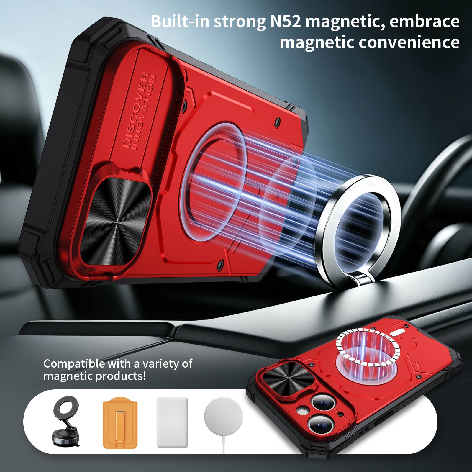 Built-in strong N52 magnetic, embrace magnetic convenience

Compatible with a variety of magnetic products!
