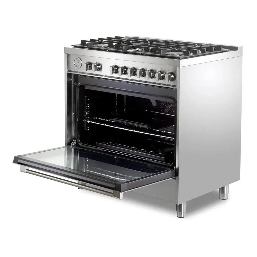 Alt View 3. Verona - Verona Prima 36" Gas Range with 5 Sealed Burners in Stainless Steel - Stainless Steel.