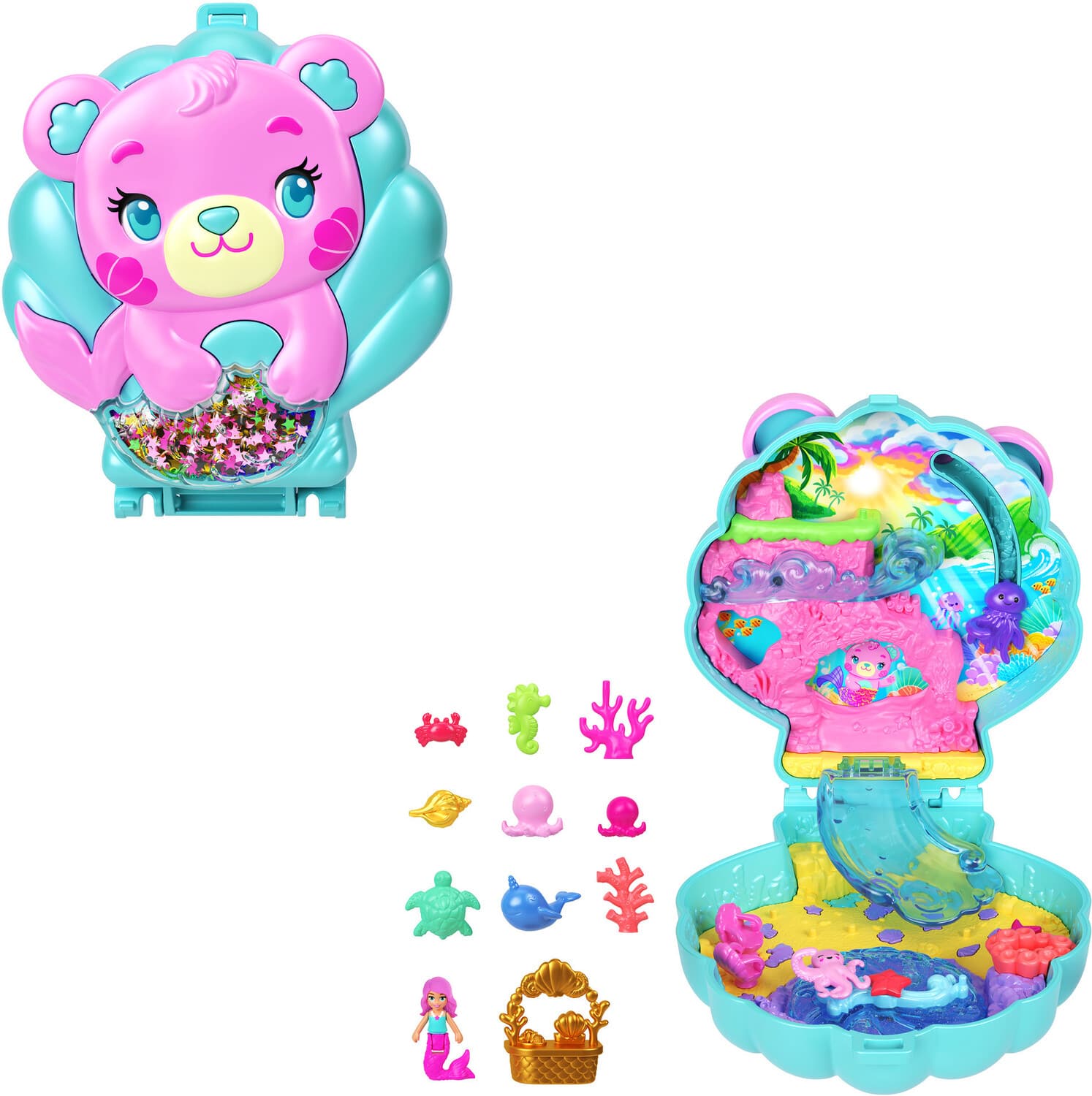 Mattel - Polly Pocket Glitter Island Compact - COLLECTABLES - Multicolor