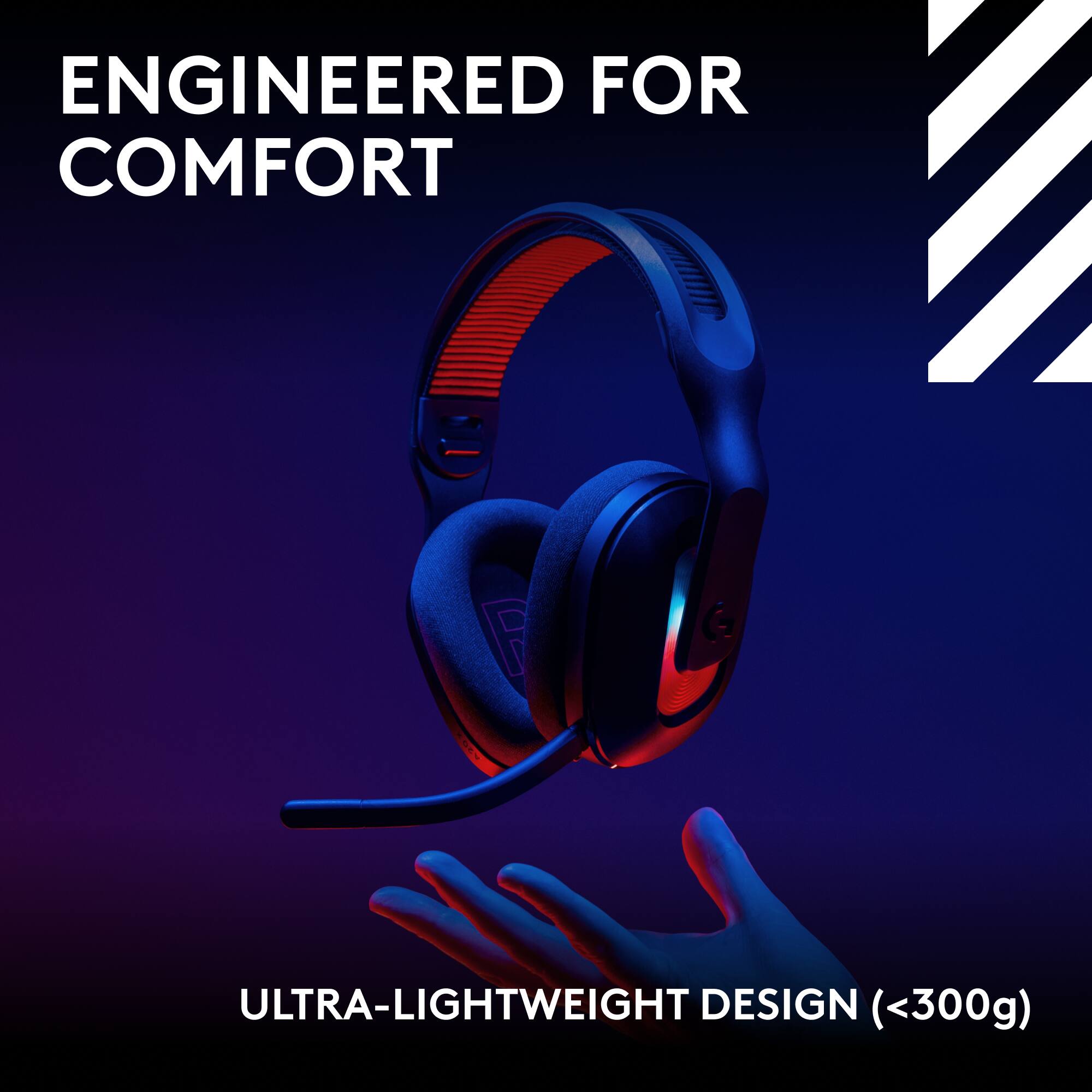 Engineered for comfort. Ultra-lightweight design (<300g).