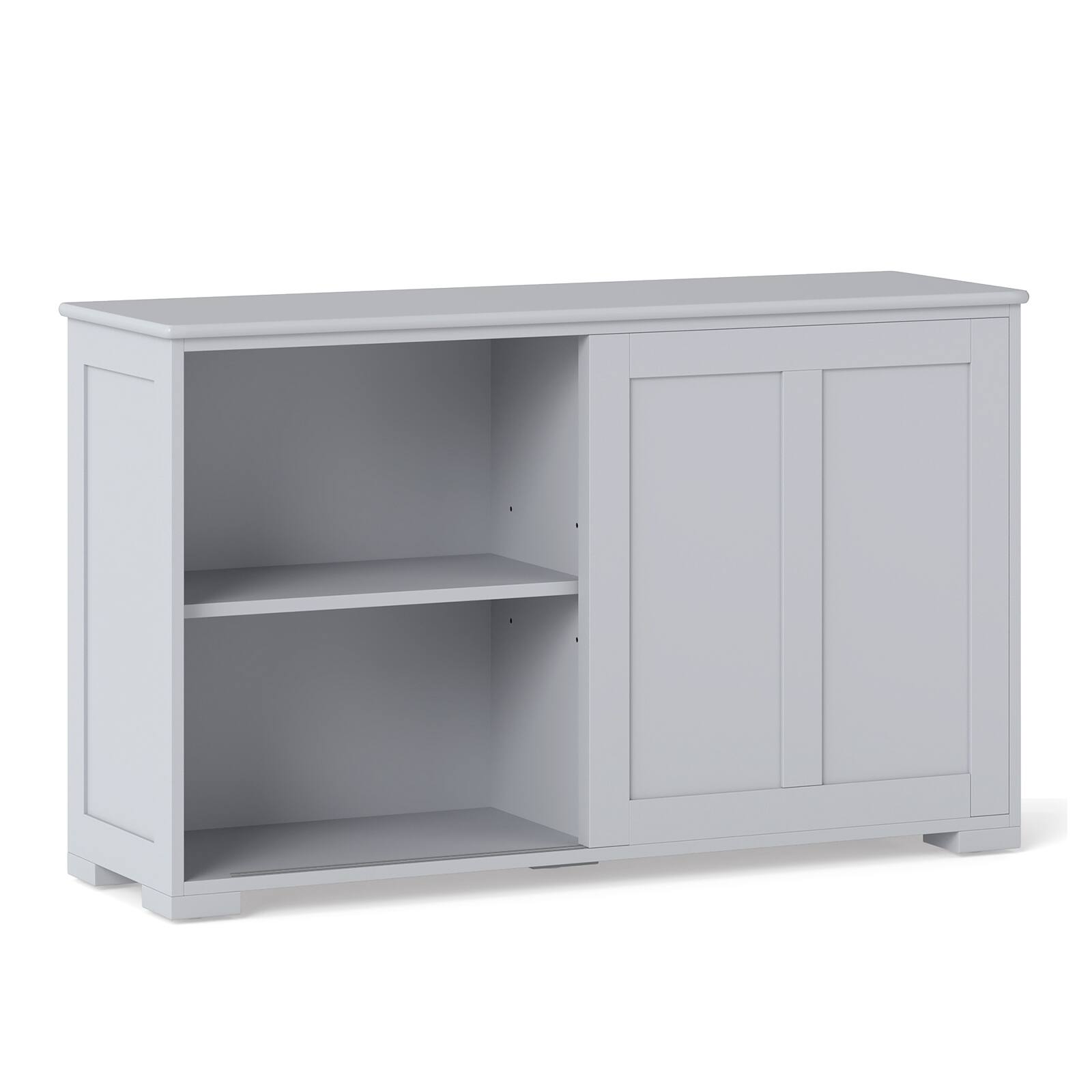 Alt View 9. Costway - Stackable Buffet Sideboard Set of 2 with Sliding Doors & Adjustable Shelf - Gray.