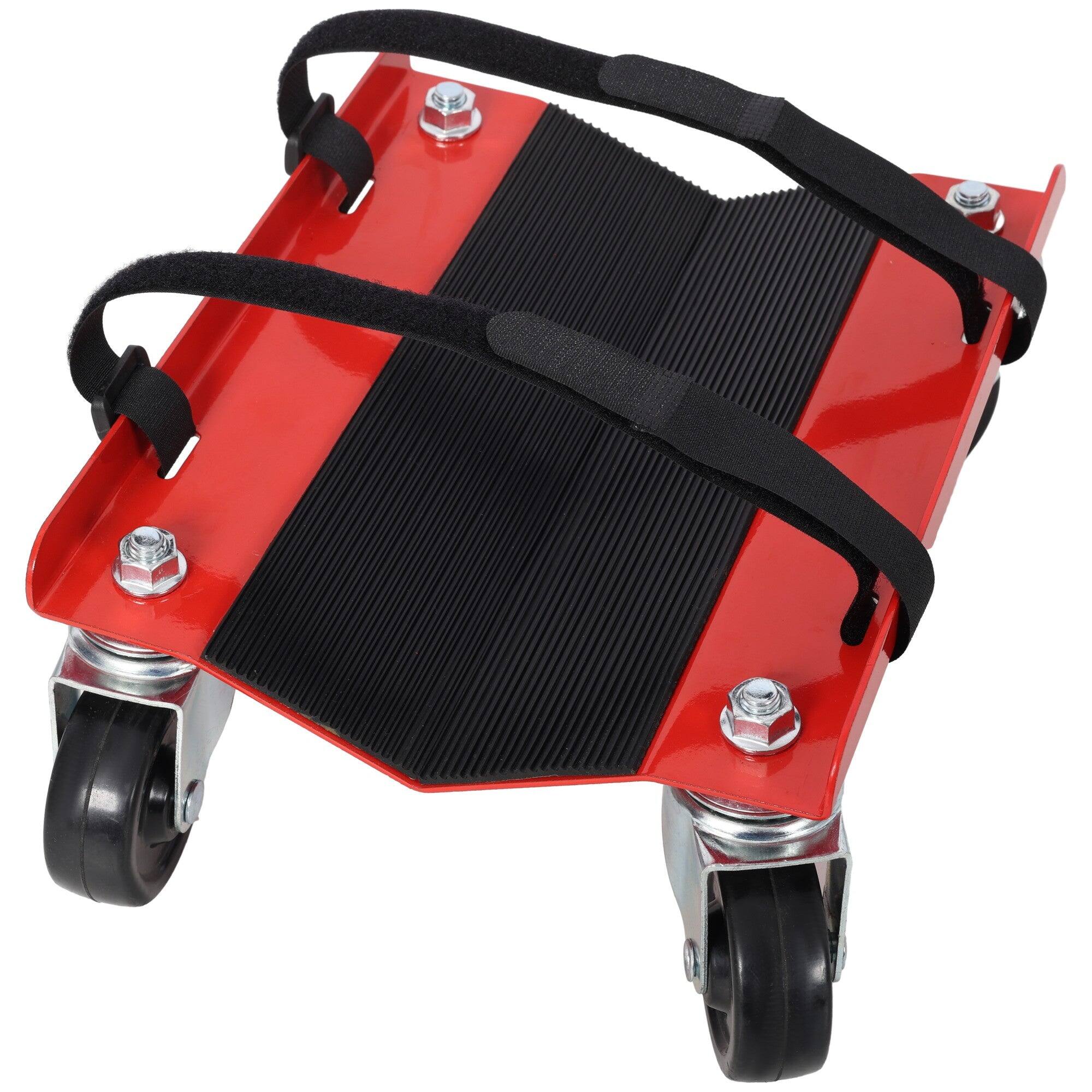 Alt View 2. Boyel Living - 3Pack 1500lb Capacity Steel Wheel Dolly Red V Track 2.5 Inch Swivel Wheels Rubber Pads Straps - Red.