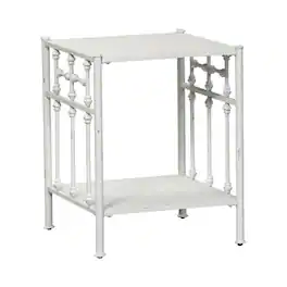 Starlight Canyon Home - Metal Nightstand - Antique White, Small Metal Side Table for Bedroom - Black