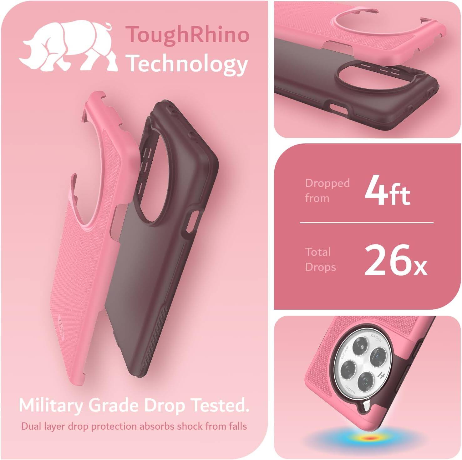 ToughRhino Technology

Dropped from 4ft  
Total Drops 26x

Military Grade Drop Tested.  
Dual layer drop protection absorbs shock from falls.