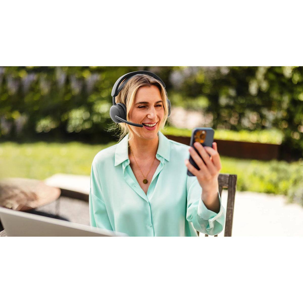 Alt View 5. Logitech - Logitech Zone Wireless 2 ES Active Noise Cancelling Closed-Back On-Ear Stereo Headset, Graphite - Graphite.
