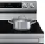 The text on the image is a list of features and settings for a stainless steel stove. The features include:

1. Smart Start - Preheat the oven when the stove is turned on.
2. Smart Clean - Clean the stove with ease.
3. Smart Bake - Bread proof defrost.
4. Smart Cook - Delay start, steam clean, and self-clean.
5. Smart Control - 1-4-1 cooking, 3-7-5-8-1-5-8-3-9 cooking modes, and adaptive start.
6. Smart Things - Smarter appliance control.

These features are designed to make cooking more convenient and efficient for the user.