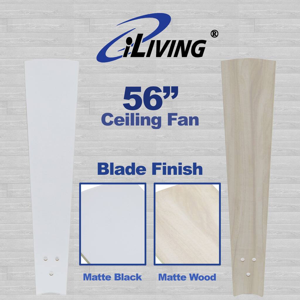 iLIVING  
56" Ceiling Fan  
Blade Finish  
Matte Black  
Matte Wood