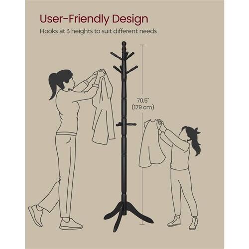 User-Friendly Design  
Hooks at 3 heights to suit different needs  

70.5" (179 cm)