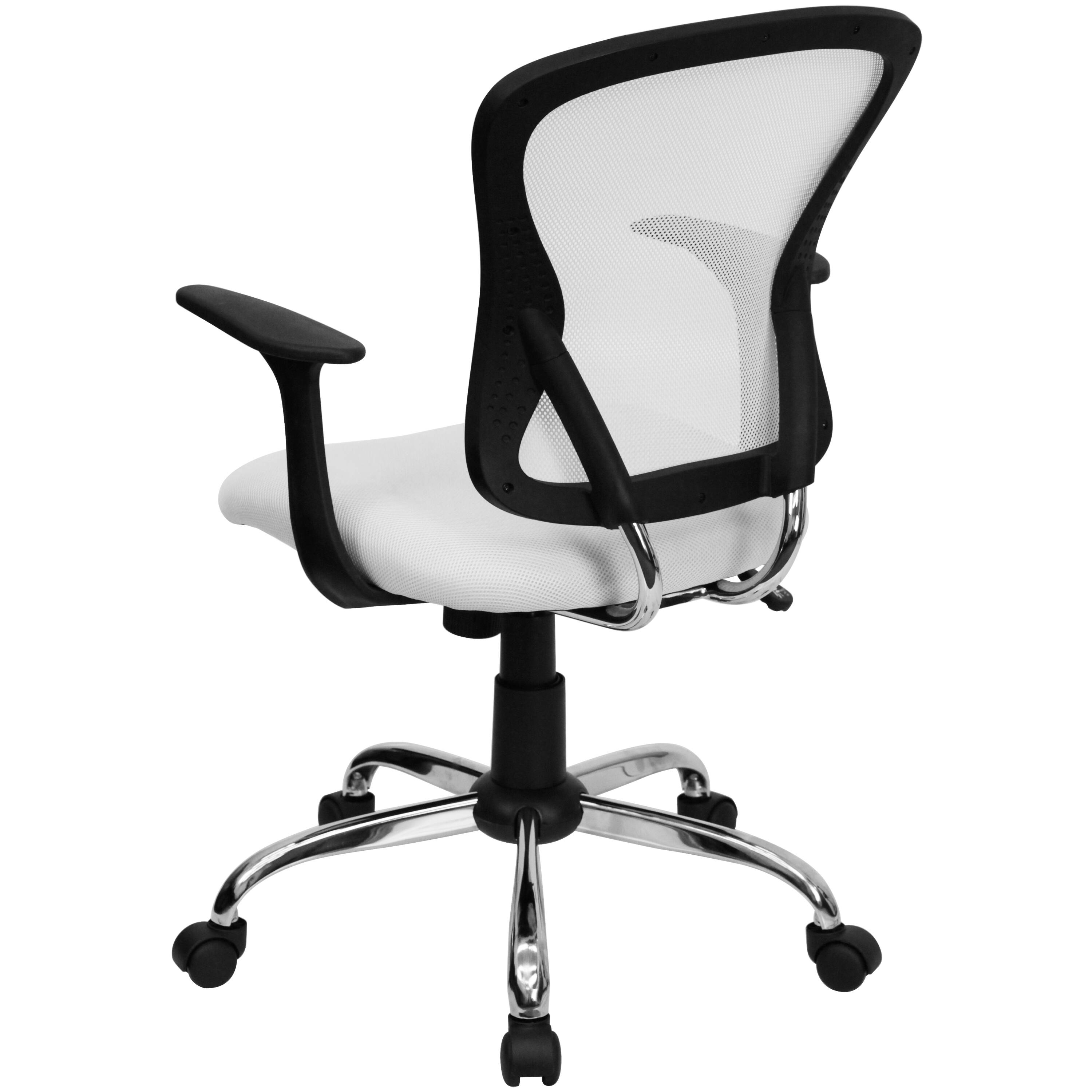 Alt View 5. Emma + Oliver - Mid-Back Mesh Swivel Task Office Chair with Chrome Base and Arms - White.