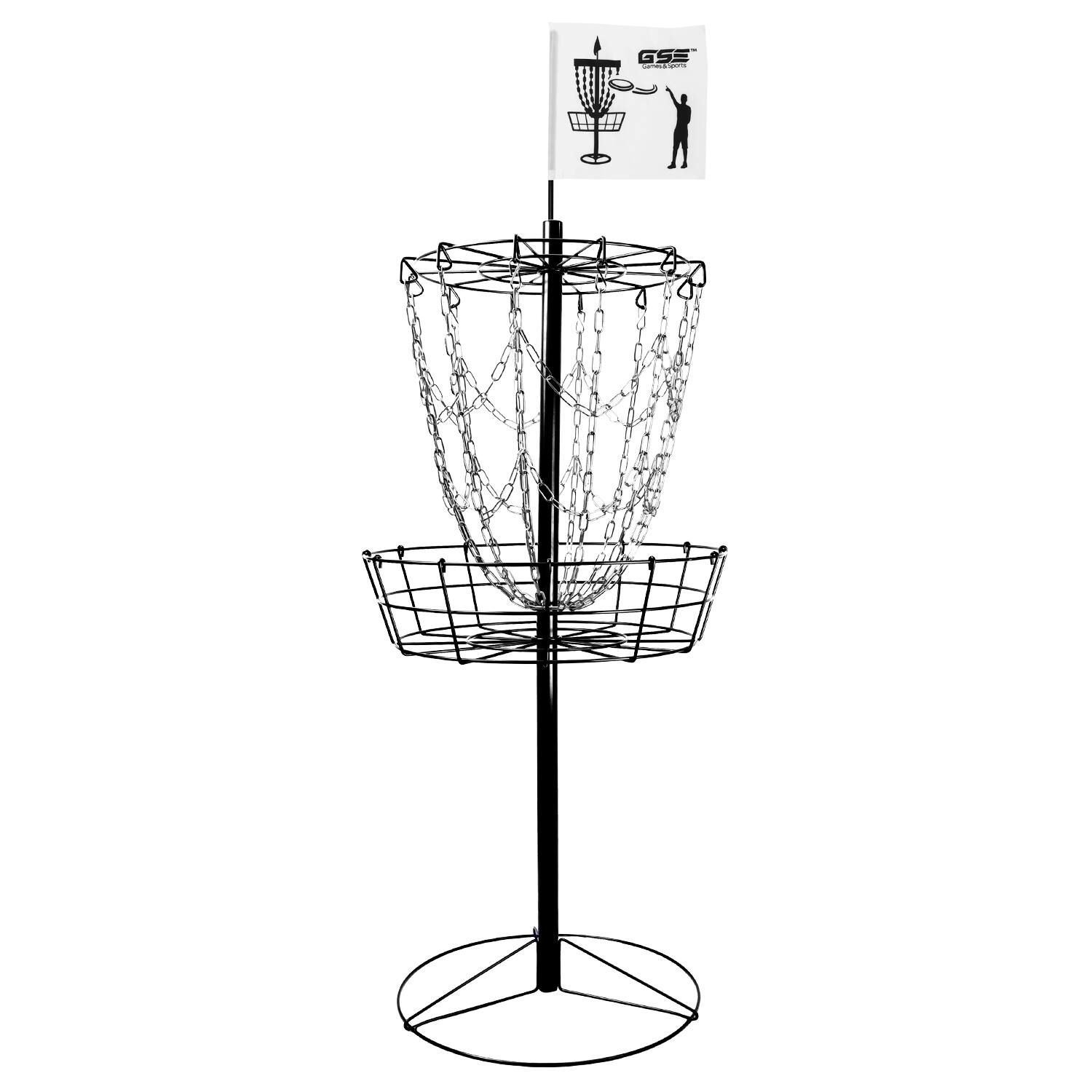Front. GSE Games & Sports Expert - Portable 12-Chain Disc Golf Basket, Metal Flying Disc Golf Practice Target (Black) - Black.