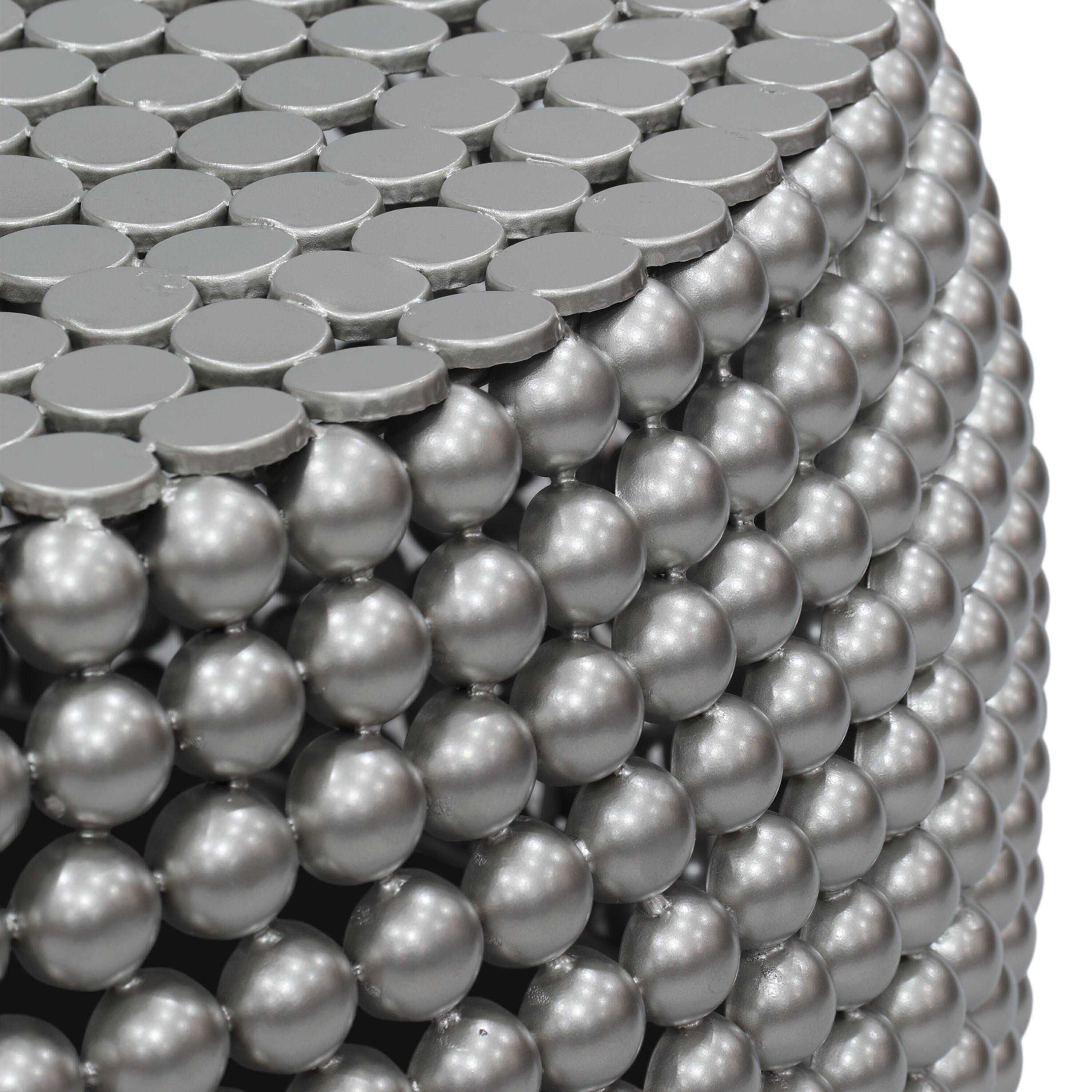 Alt View 2. Manhattan Lane - Eve 32" Coffee Table | Silver Metallic Beads Studded Pattern | Nickel Coated Iron Frame - Silver.