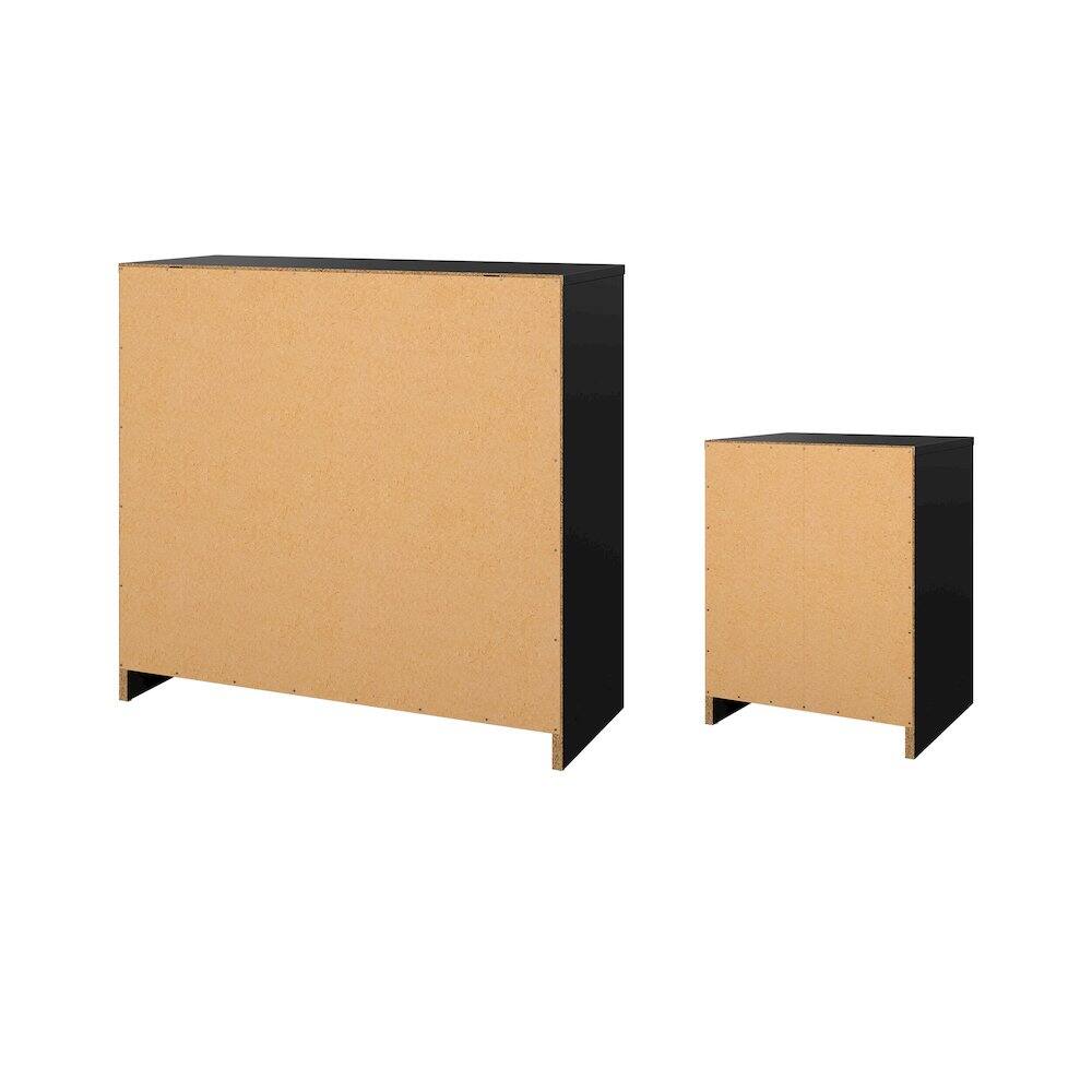 Left. Tvilum - 2-Piece Bedroom Set - Nightstand And Chest - Black.