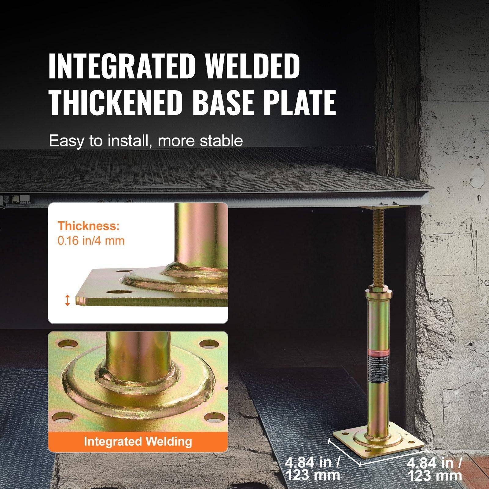 INTEGRATED WELDED THICKENED BASE PLATE  
Easy to install, more stable  

Thickness: 0.16 in / 4 mm  

Integrated Welding  

4.84 in / 123 mm  
4.84 in / 123 mm