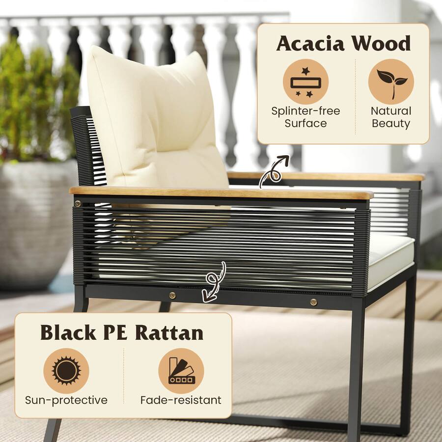 Wicker Splinter Costway 8 PCS Patio Furniture Set with Tempered Glass Coffee Table PE ...