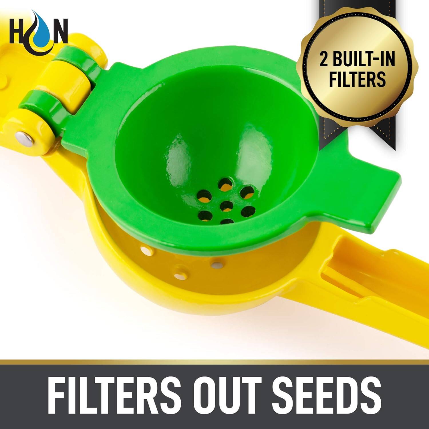 HON

2 BUILT-IN FILTERS

FILTERS OUT SEEDS