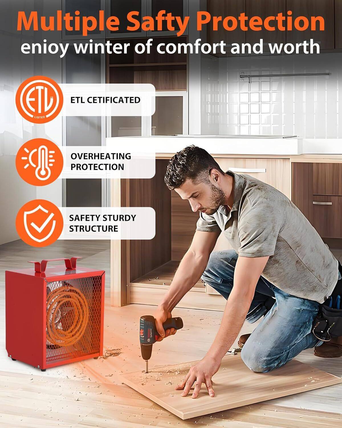 Alt View 1. GARVEE - Electric Garage Heater, 3 Settings & Thermostat.