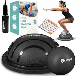 LifePro - Half Balance Ball Trainer for Core Stability Balance Training and Full Body Exercise - Black