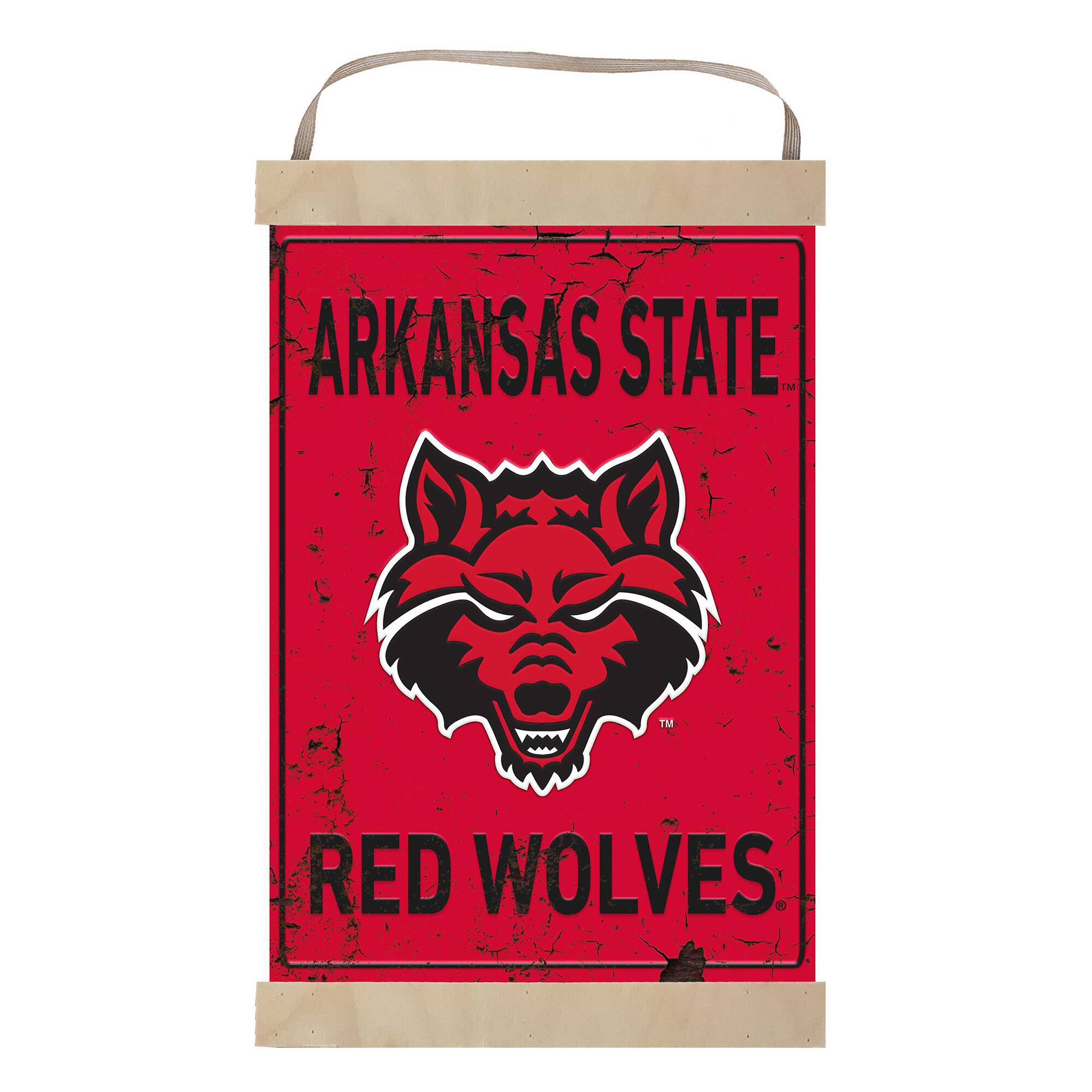 Arkansas State Red Wolves Faux Rust Banner Sign