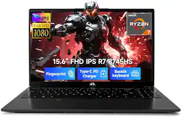 NIMO - 15.6" IPS FHD-Gaming-Laptop, AMD Ryzen 7 8745HS 16GB DDR5 RAM 512GB SSD 4.9GHz Radeon 780M Graphics 100W USB-C 4.0 - Black