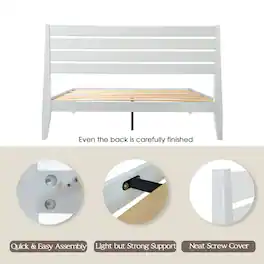 East West Furniture - Full Wooden Platform Bed Frame - Pure White
