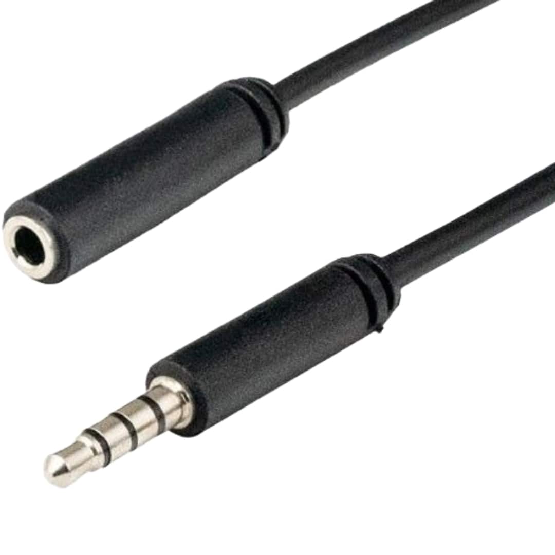 Sanoxy - 12ft 3.5mm TRRS Male to Female Audio & Microphone Extension Cable - Black